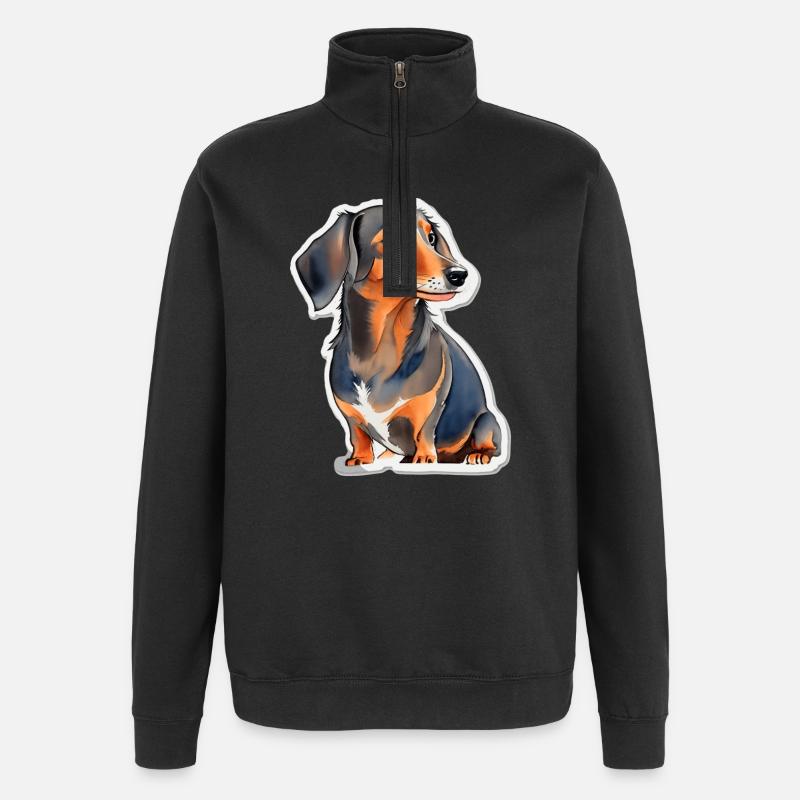 Dackel - Quarter-Zip-Sweatshirt - Schwarz