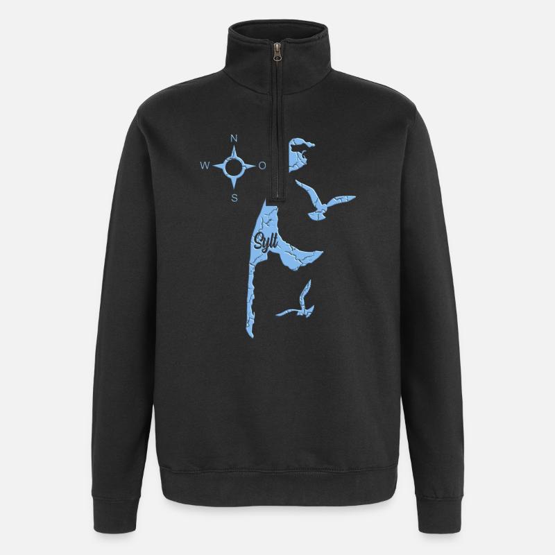 Conception de Sylt bleu - Sweat à zip 1/4 - noir