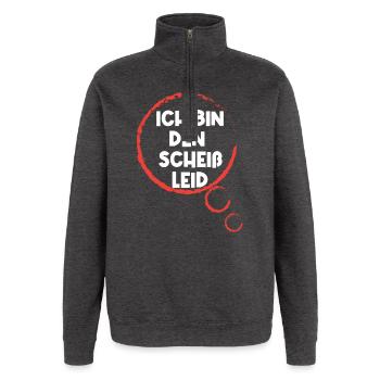 Gleichgültig Egal Statement Ist Mir Wurscht - Quarter-Zip-Sweatshirt - Anthrazit - Vorne - AI Model Female 172 light (172cm) & AI Model Male 178 dark (178cm)