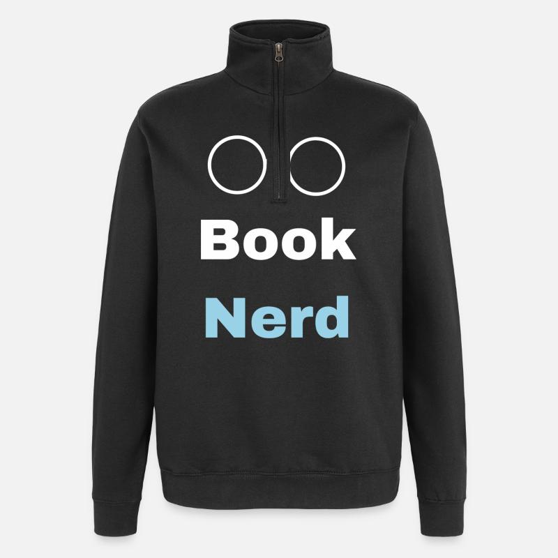 Buch-Nerd - Quarter-Zip-Sweatshirt - Schwarz