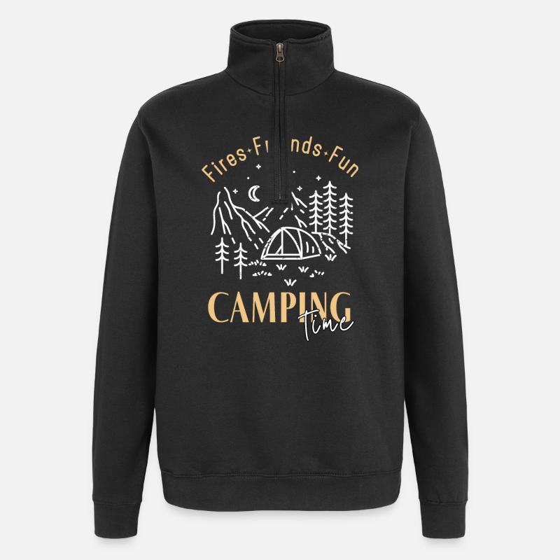 Campingzeit - Quarter-Zip-Sweatshirt - Schwarz
