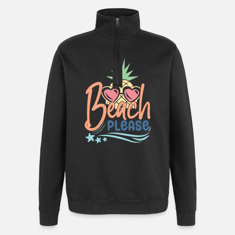 Beach Please - Quarter-Zip Sweatshirt - black