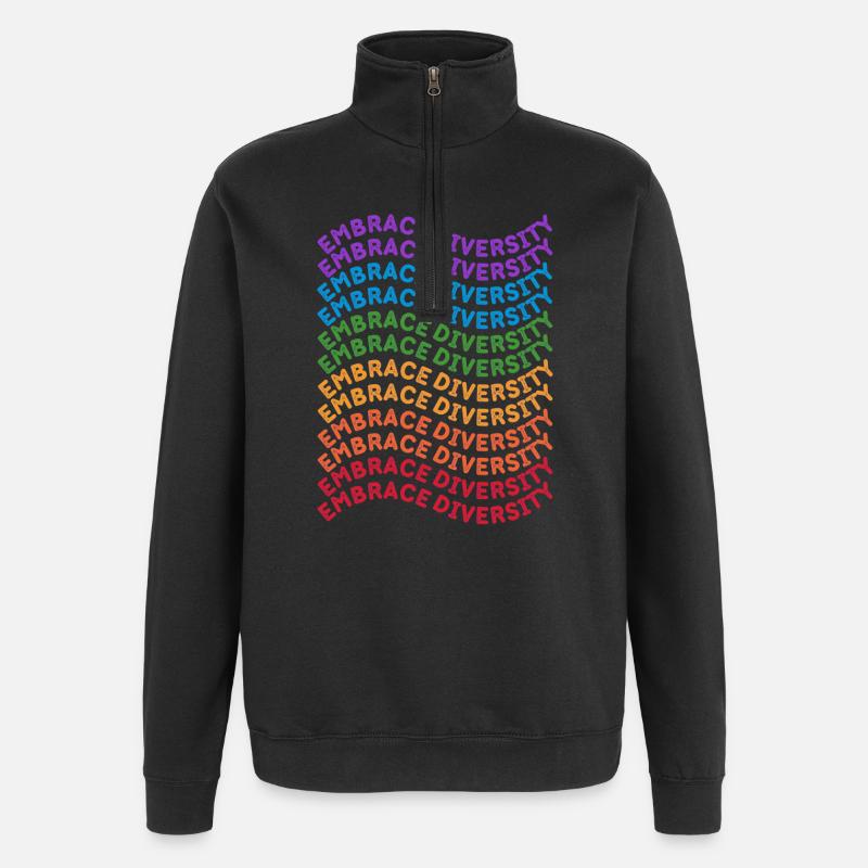 Embrasser la diversité - Sweat à zip 1/4 - noir