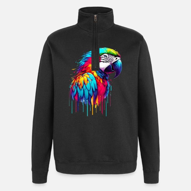 Perroquet - Sweat à zip 1/4 - noir