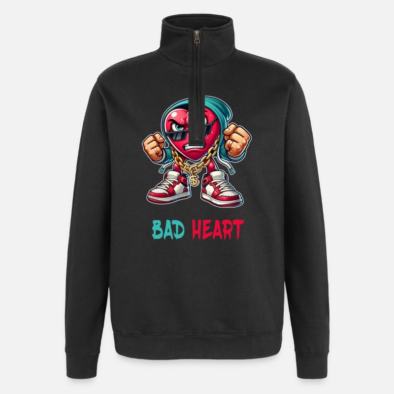 Böses Herz Design - Quarter-Zip-Sweatshirt - Schwarz