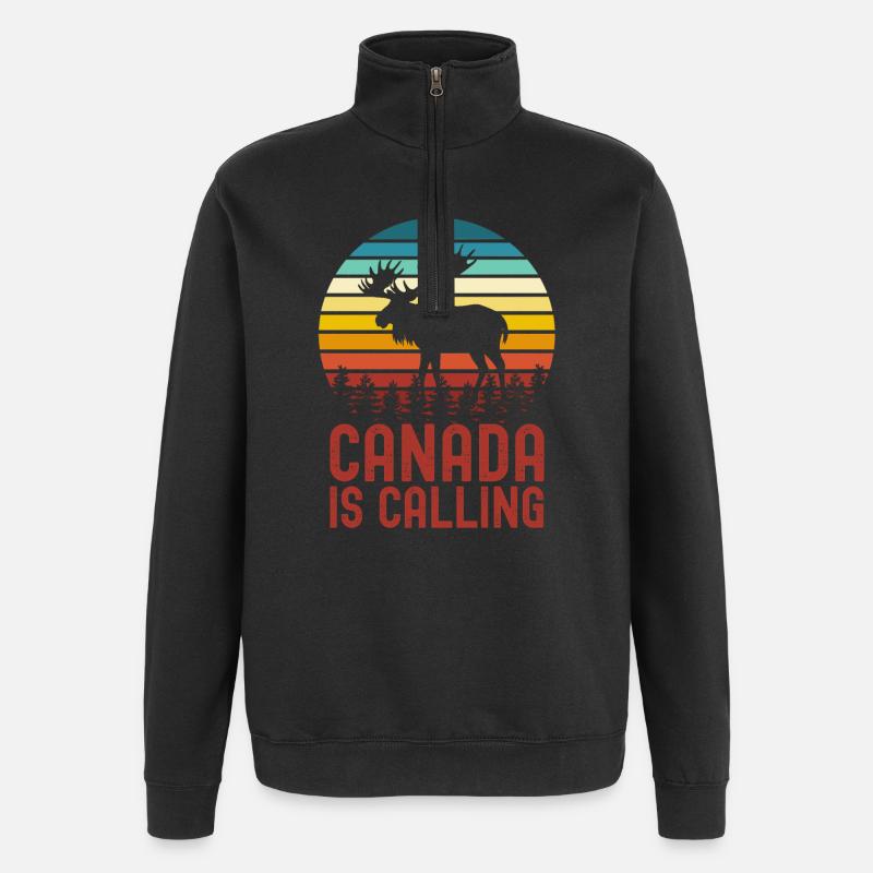 Canada moose - Quarter-Zip Sweatshirt - black