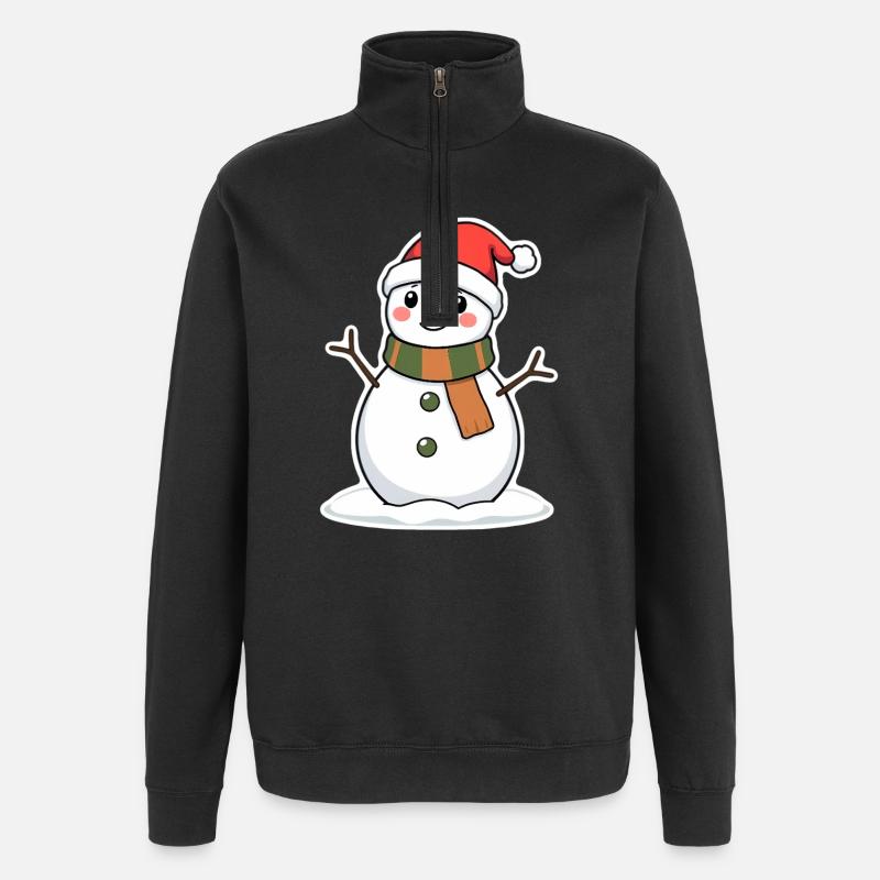 Schneemann - Quarter-Zip-Sweatshirt - Schwarz