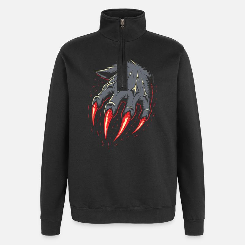 Costume de loup-garou Griffes Halloween - Sweat à zip 1/4 - noir