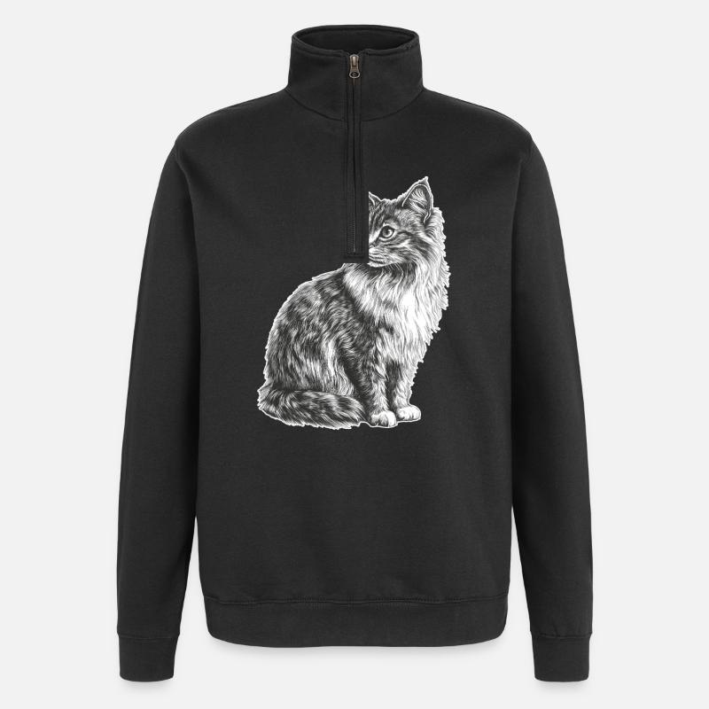 Chat - Sweat à zip 1/4 - noir