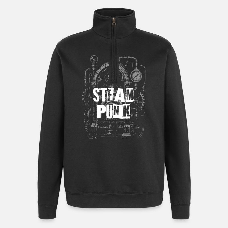 Arc d’engrenages Steampunk - Sweat à zip 1/4 - noir