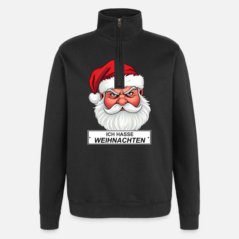 I Hate Christmas Santa Saying - Quarter-Zip Sweatshirt - black