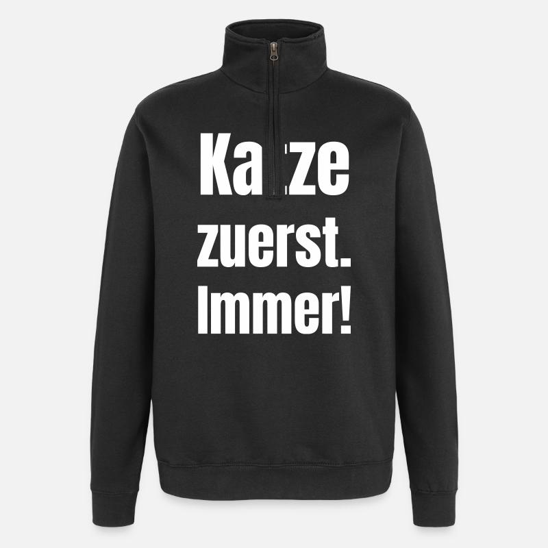 Le chat d’abord. Toujours ! - Sweat à zip 1/4 - noir