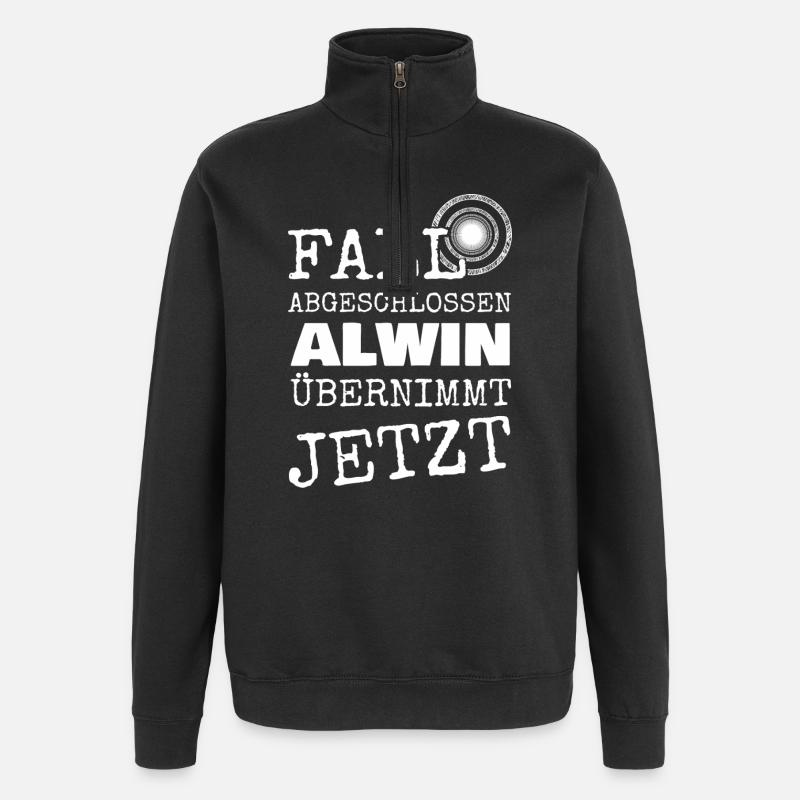 Vorname Alwin - Quarter-Zip-Sweatshirt - Schwarz