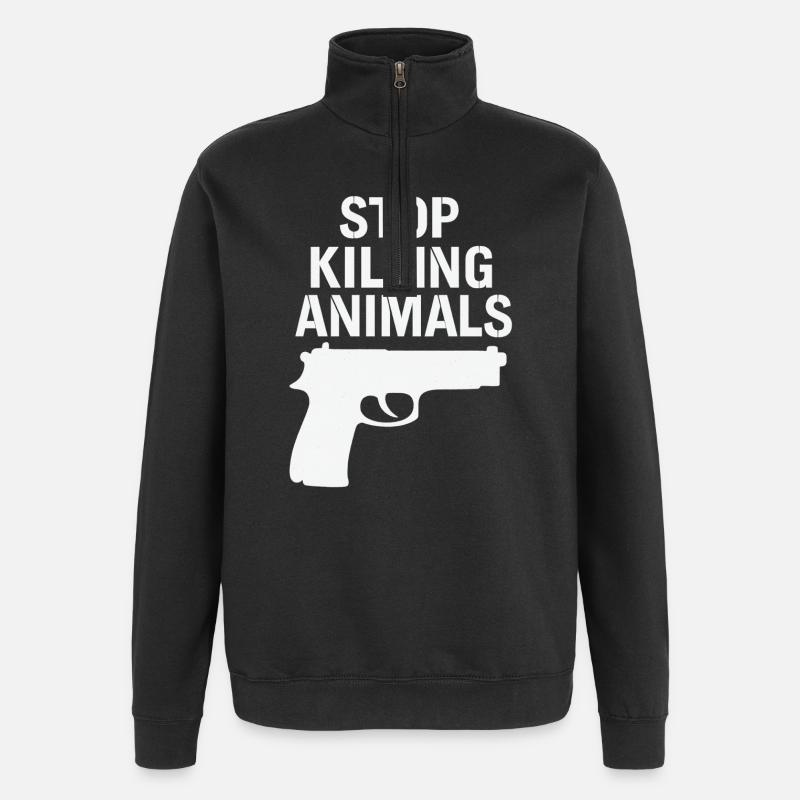 Stop Animal Murder – Statement Shirt - Quarter-Zip Sweatshirt - black
