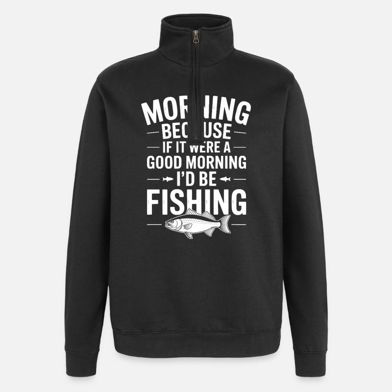 Illustration de citation de pêche matinale - Sweat à zip 1/4 - noir