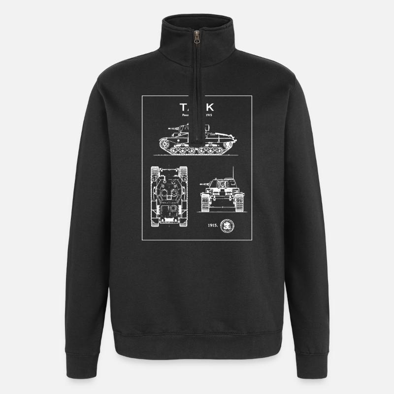Silhouette du plan du char - Sweat à zip 1/4 - noir