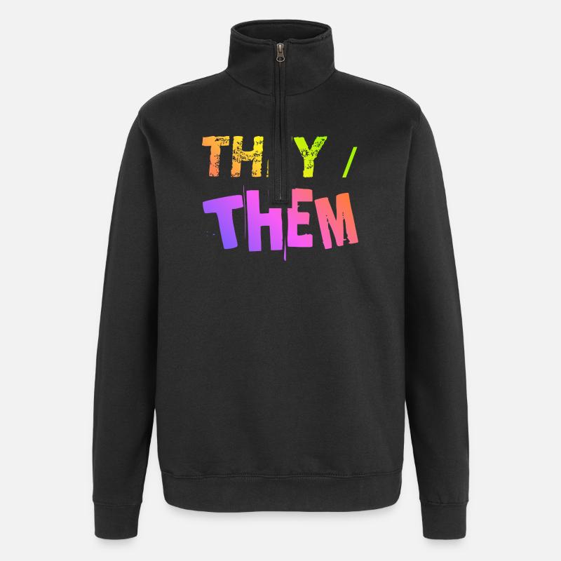 they / them Geschenkidee LGBTQ+ nonbinary Pronomen - Quarter-Zip-Sweatshirt - Schwarz
