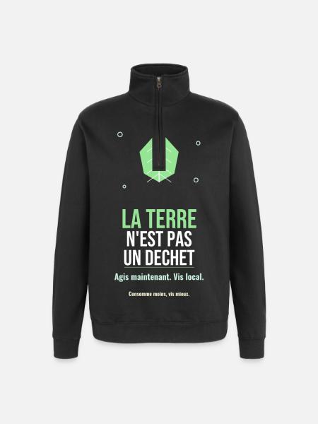 La Terre N'est Pas Un Déchet - Sweat à zip 1/4 - noir