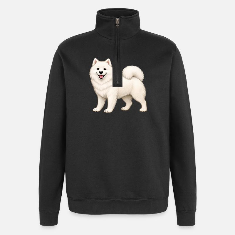Samoyède Blanc Fourru - Sweat à zip 1/4 - noir