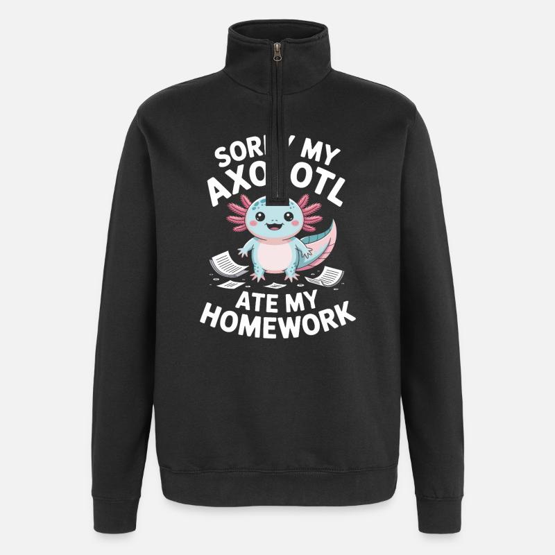Axolotl Ate My Homework - Quarter-Zip Sweatshirt - black