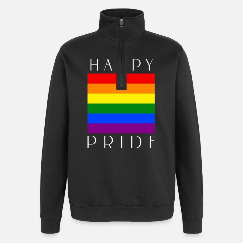 FIERTÉ HEUREUSE Rainbow LGBTQIA+ - Sweat à zip 1/4 - noir