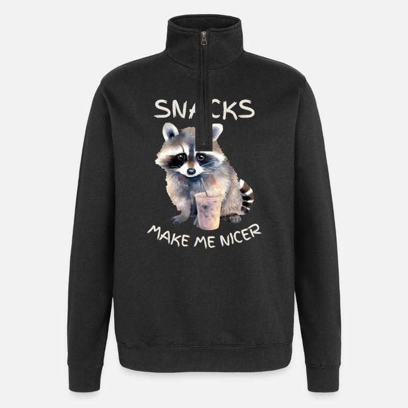 Heure du goûter des ratons laveurs - Sweat à zip 1/4 - noir