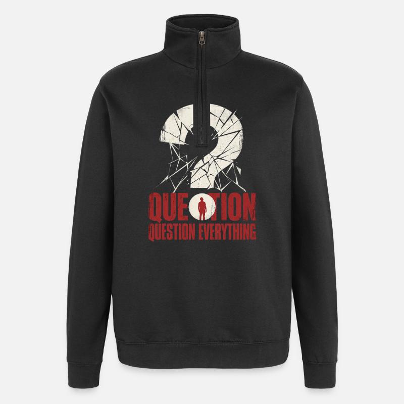 question everything - Quarter-Zip Sweatshirt - black