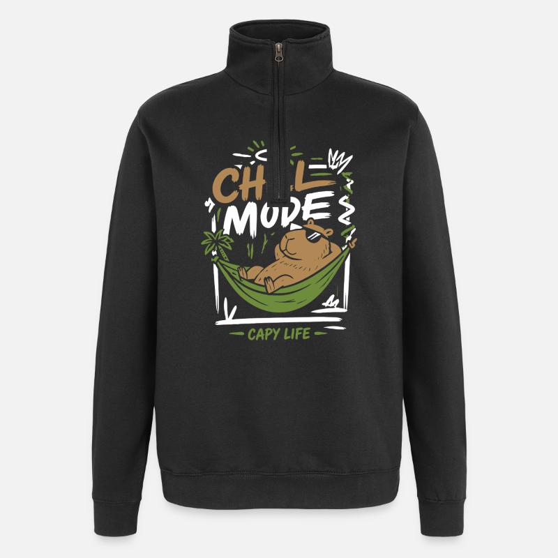 Chill Mode Capy Life - Sweat à zip 1/4 - noir