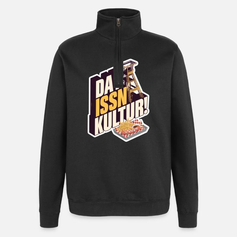 Dat Issn Kultur - Currywurst - Quarter-Zip-Sweatshirt - Schwarz