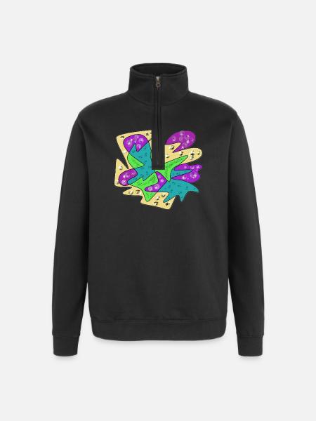 Abstract Farbexplosion Glitzer Splatter - Quarter-Zip-Sweatshirt - Schwarz