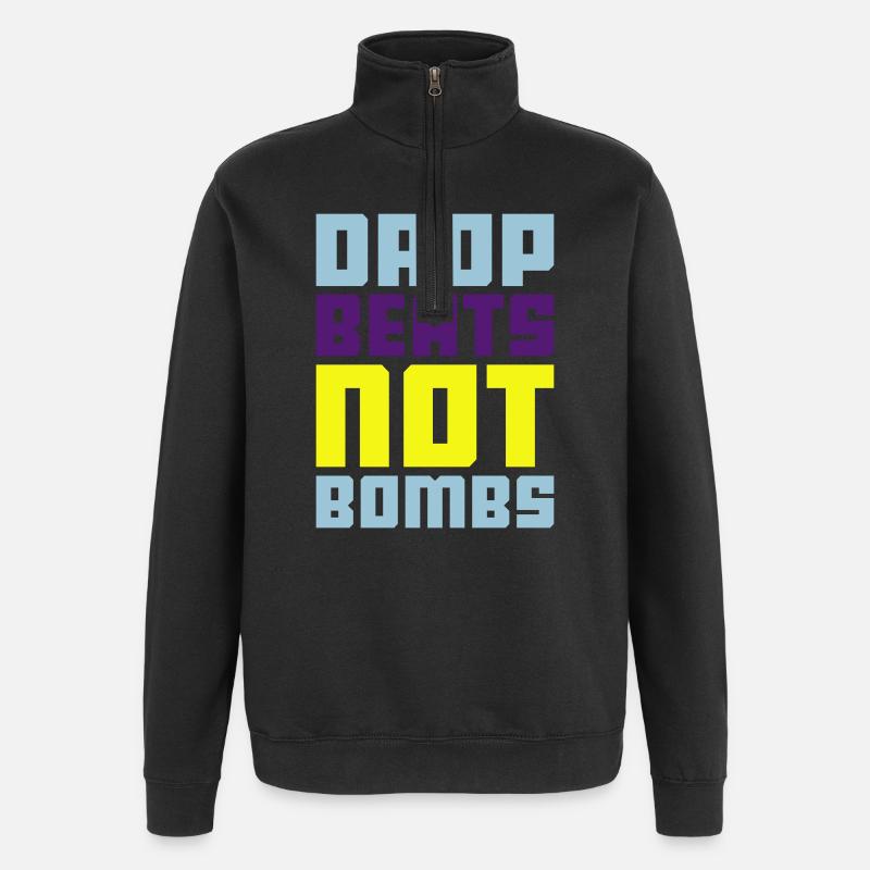 drop beats not bombs - Sweat à zip 1/4 - noir