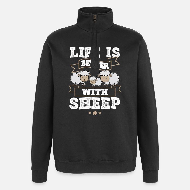 Schaf - Quarter-Zip-Sweatshirt - Schwarz