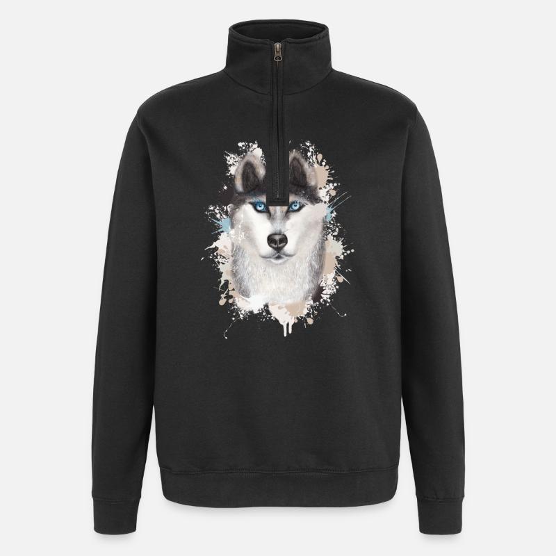Wolf - Quarter-Zip Sweatshirt - black