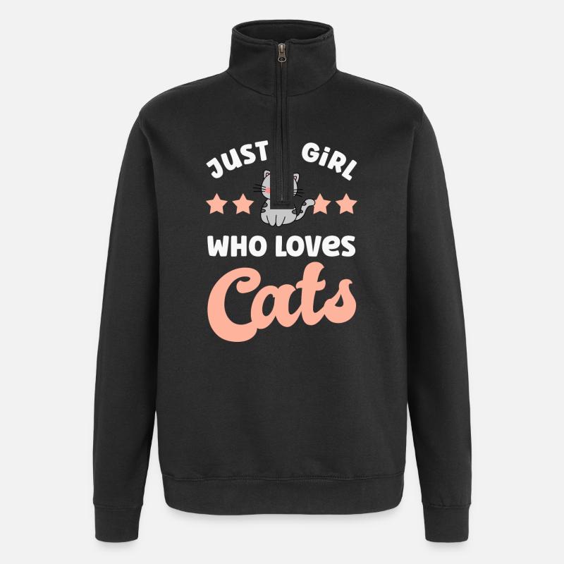 Chats Chats - Sweat à zip 1/4 - noir