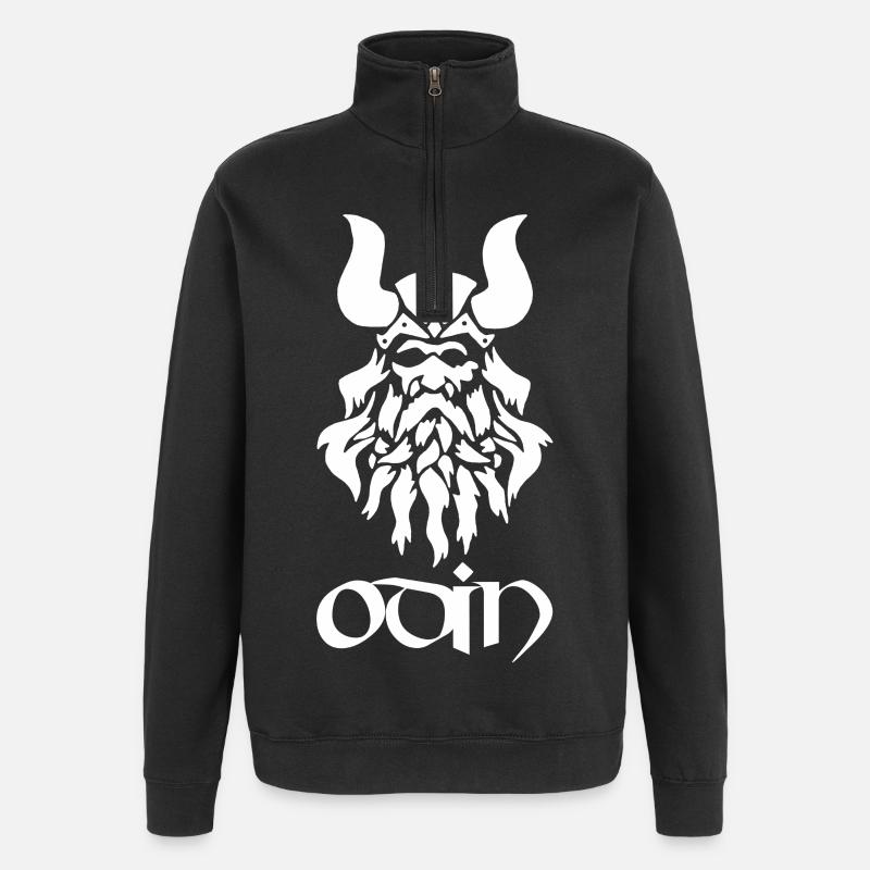 Dieu nordique Odin (blanc) - Sweat à zip 1/4 - noir