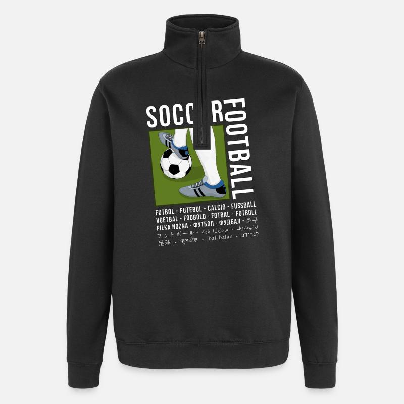 Football dans différentes langues - Sweat à zip 1/4 - noir