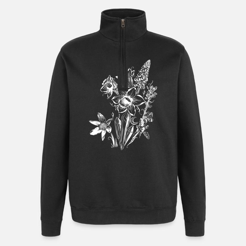 Daffodils Flowers Spring Rock Crystal - Quarter-Zip Sweatshirt - black