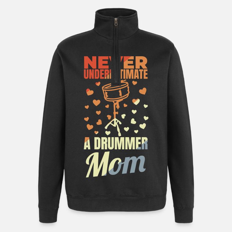 Batteur Mère - Sweat à zip 1/4 - noir