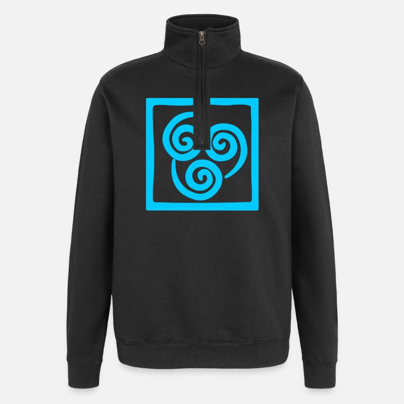 Symbole du vent en carré - Sweat à zip 1/4 - noir
