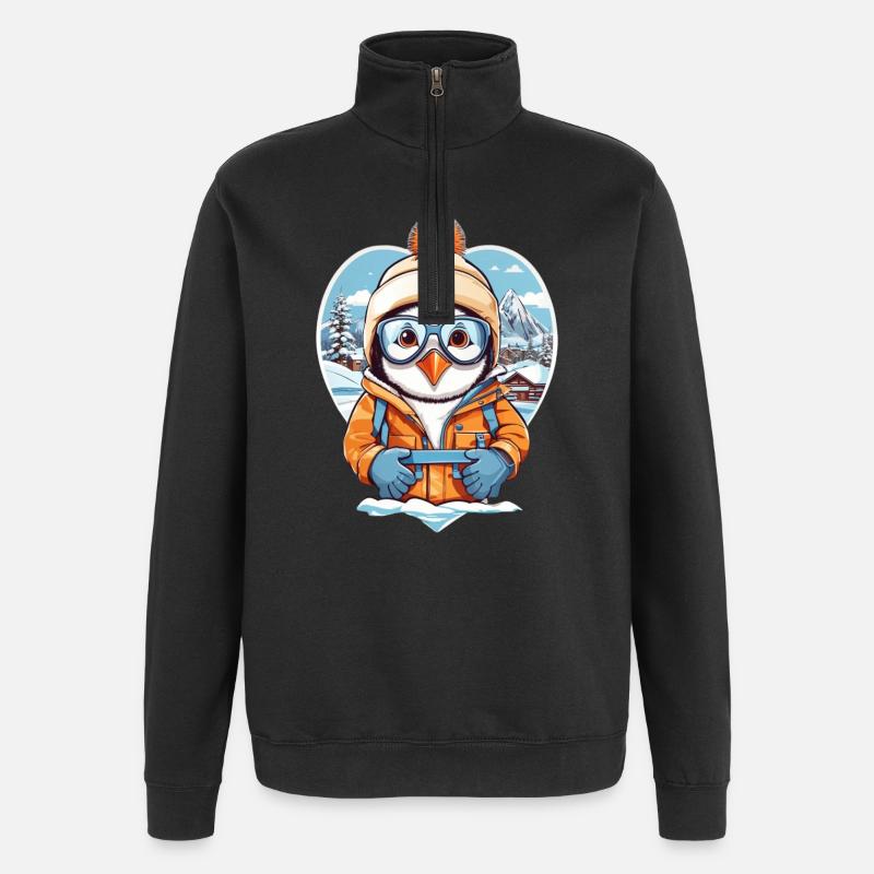 Süßer Pinguin - Quarter-Zip-Sweatshirt - Schwarz
