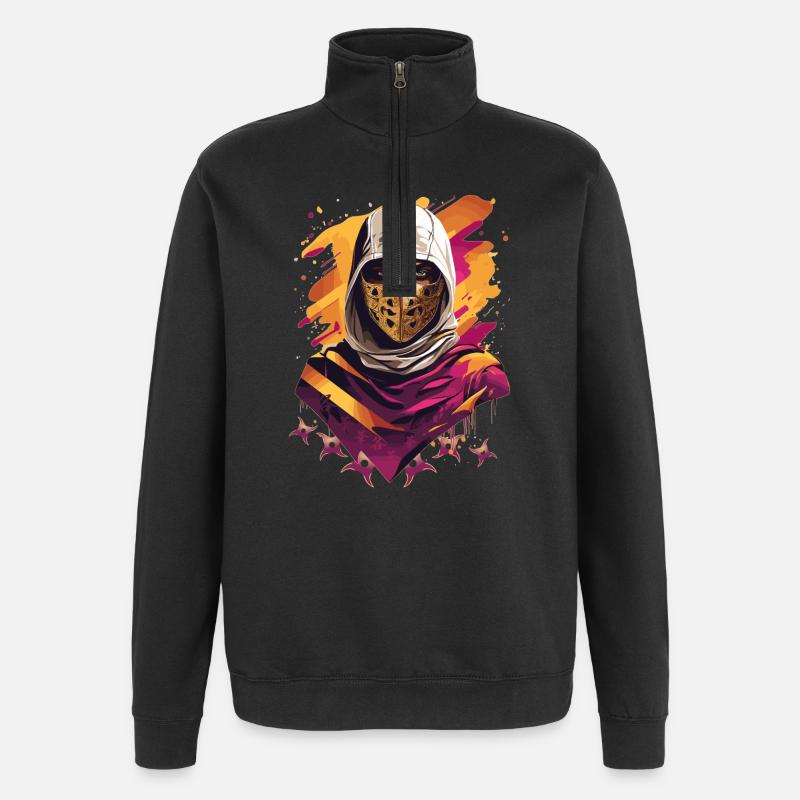 Ninja Samurai Krieger - Quarter-Zip-Sweatshirt - Schwarz