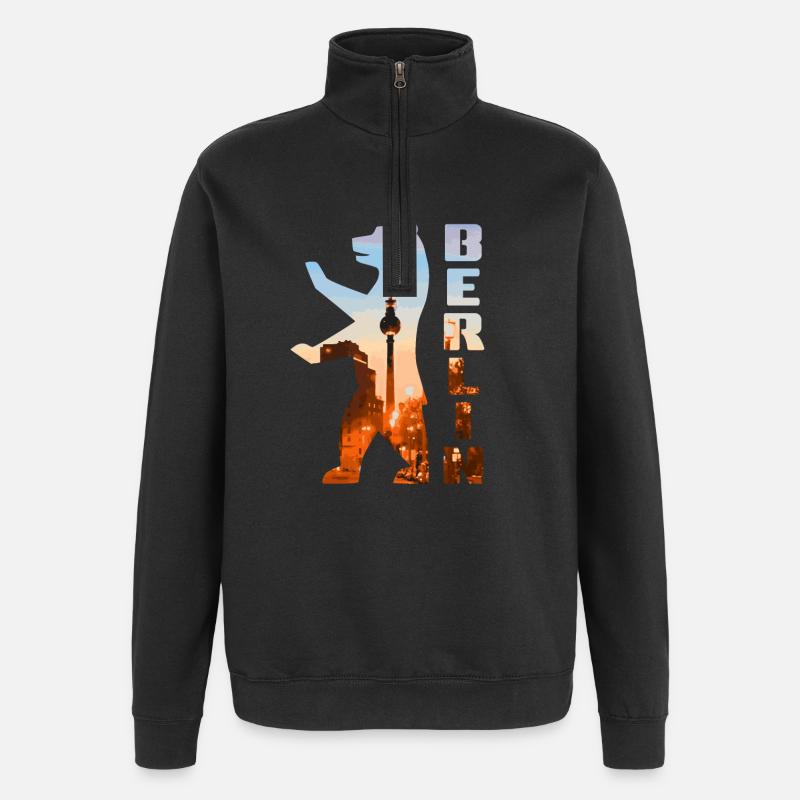 Silhouette d’ours de Berlin - Sweat à zip 1/4 - noir