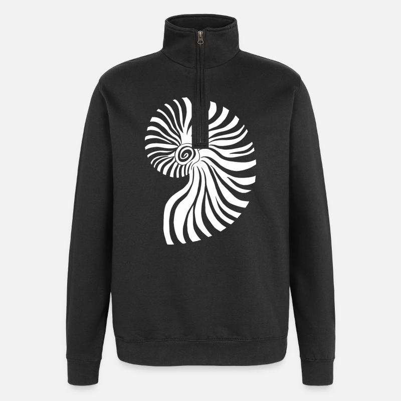 Motif Nautique Spirale Contrastée - Sweat à zip 1/4 - noir