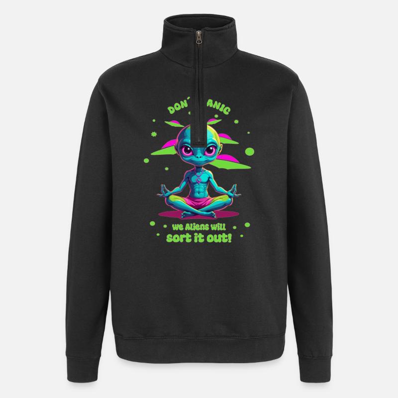 Alien Regulates this ! - Quarter-Zip Sweatshirt - black