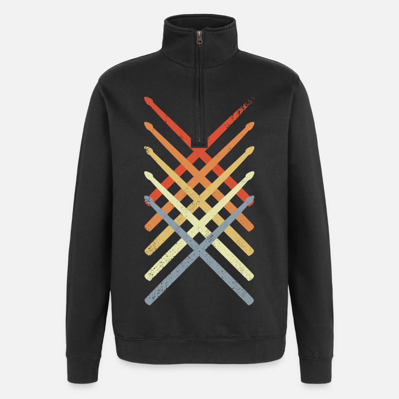 Dessin de baguettes - Sweat à zip 1/4 - noir