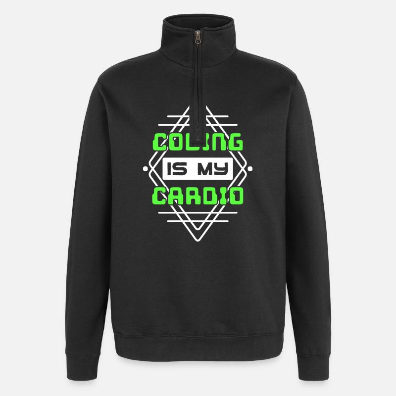 Developer Statement Code Skripting Webentwickler - Quarter-Zip-Sweatshirt - Schwarz