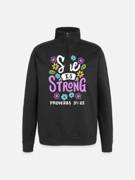 Christlich Glaube Bibelvers - Quarter-Zip-Sweatshirt - Schwarz