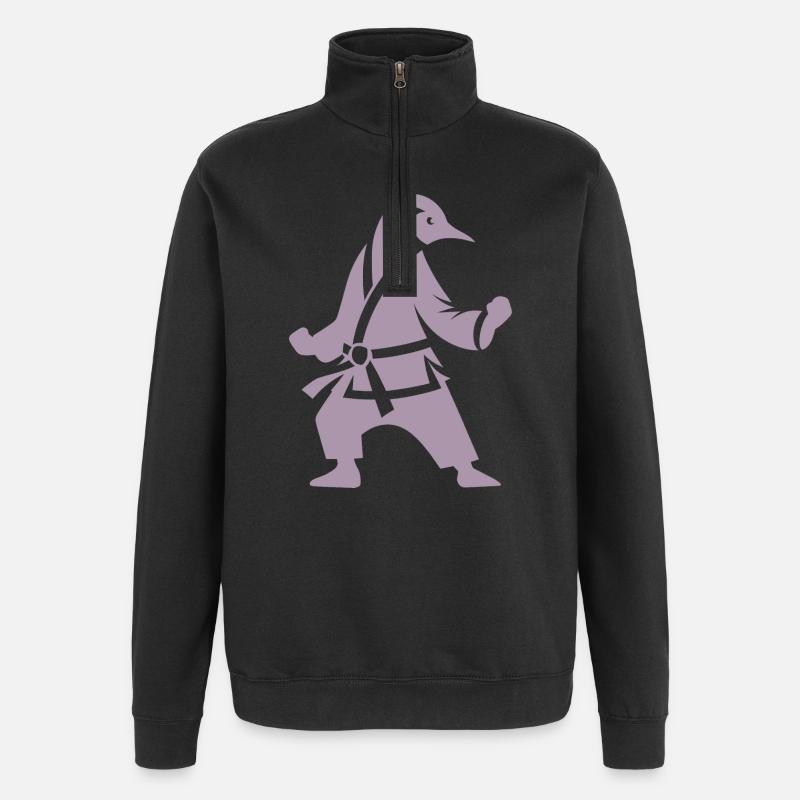 Pingouin Karaté Arts Martiaux Silhouette - Sweat à zip 1/4 - noir