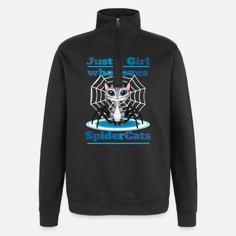 Chat araignées mignonnes - Sweat à zip 1/4 - noir