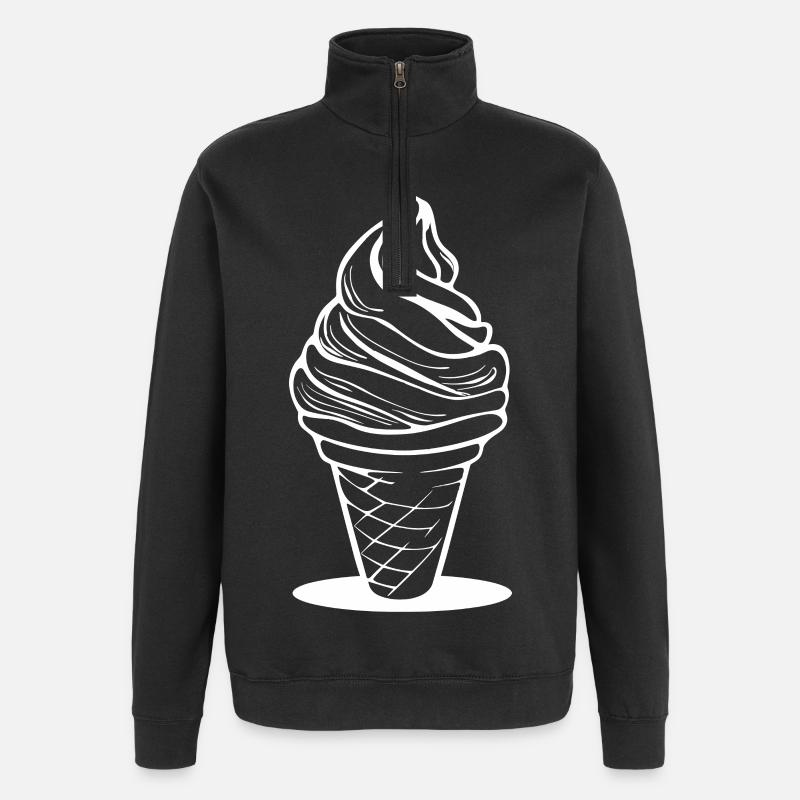 cream cone sketch - Quarter-Zip Sweatshirt - black